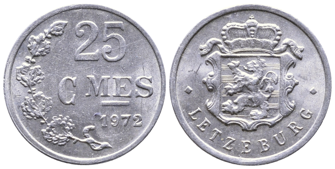 ЛЮКСЕМБУРГ 25 САНТИМОВ 1972 KM 45а.1 алюминий 53-511