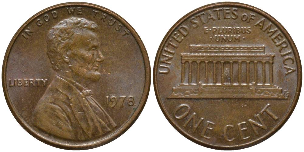 США 1 ЦЕНТ 1978 ЛИНКОЛЬН KM 201 медь цинк 4547-259