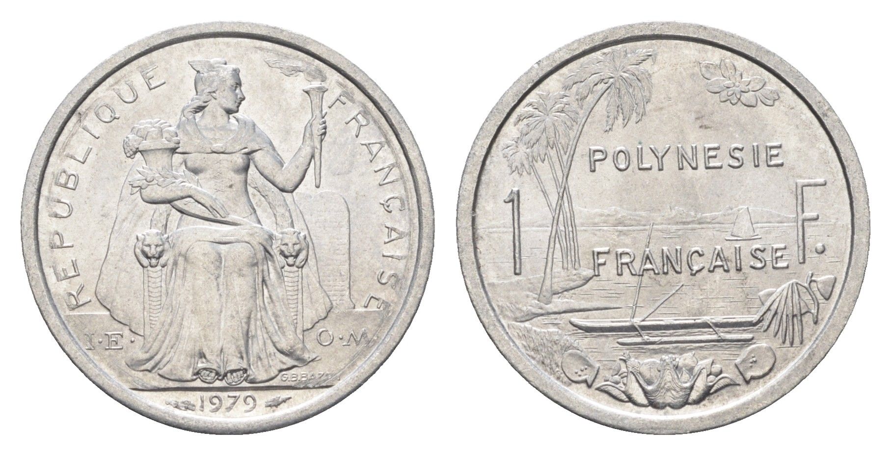 Французская Полинезия 1 франк 1979 KM 11 алюминий UNC 4666-513