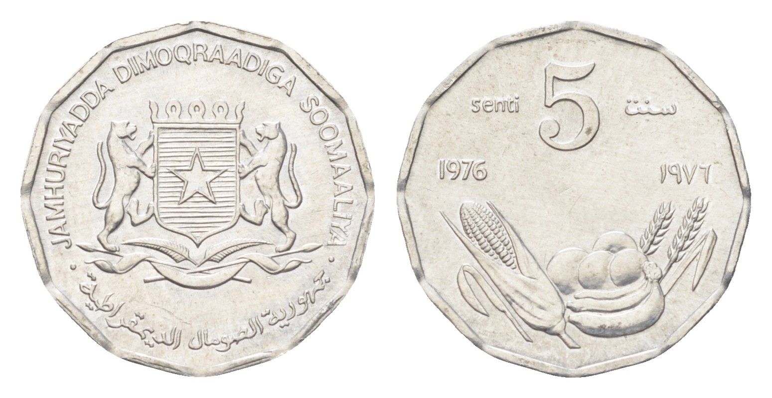 Сомали 5 центов 1976 год-тип KM 24 алюминий UNC 4702-758