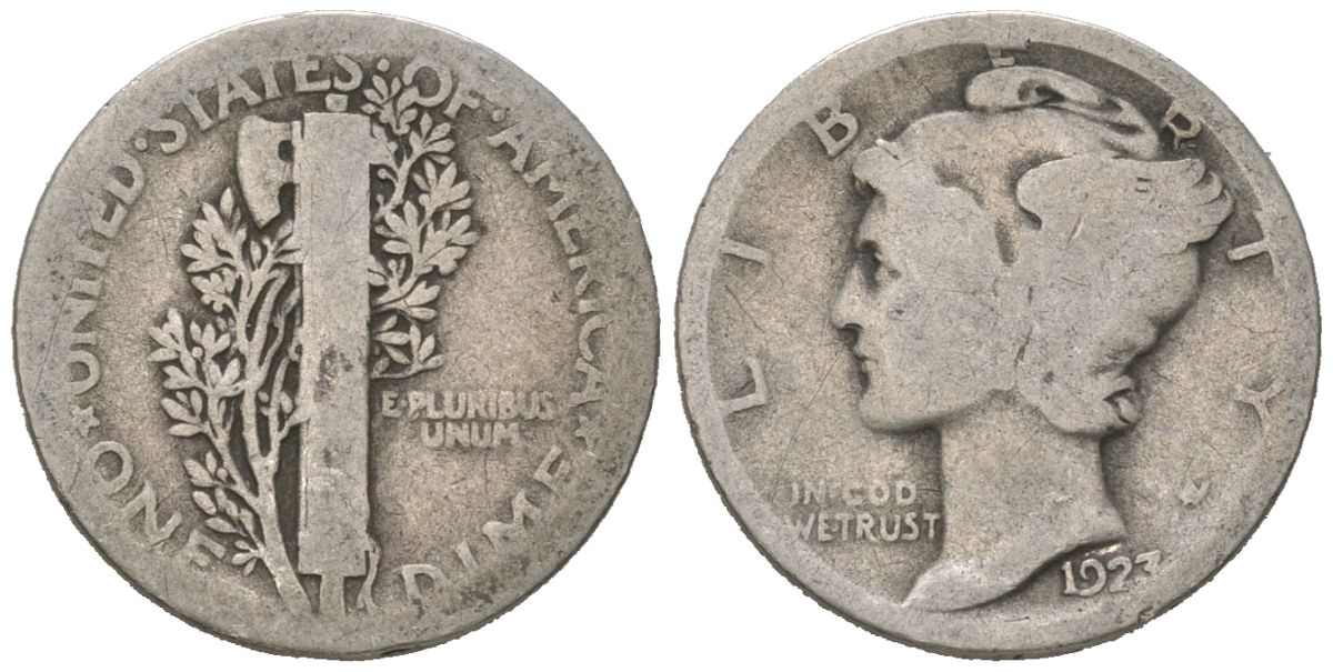 США 10 центов (дайм) 1923 KM 140 серебро 3334-1016