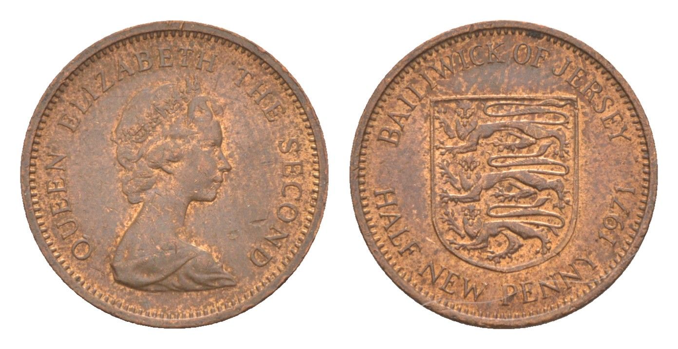 Джерси 1/2 пенни 1971 KM 29 бронза aUNC 4124-737