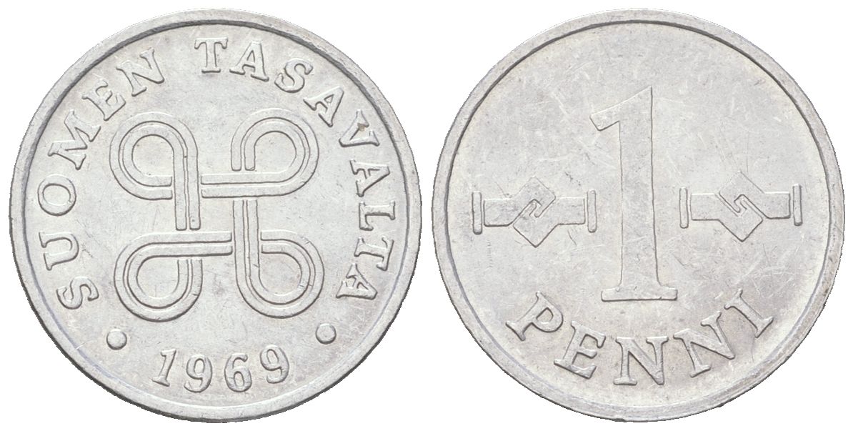Финляндия 1 пенни 1969 KM 44a алюминий 218-862