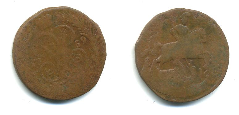 РОССИЯ 1 КОПЕЙКА 1759 медь 61-632