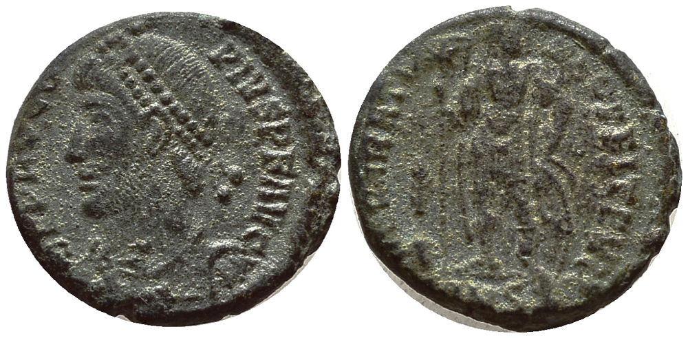 Римская Империя центенионалий 366 Прокопий REPARATIO FEL TEMP Константинополь Good Very fine (степень редкости R3) RIC 17b бронза 00-000-00