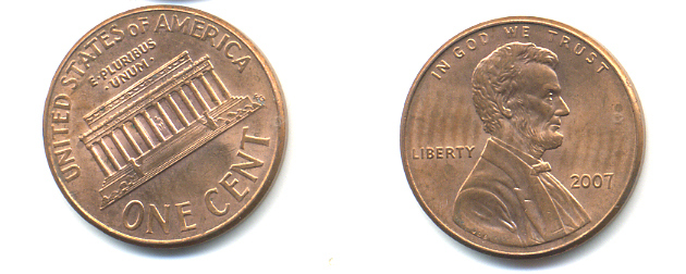 США 1 ЦЕНТ 2007 ЛИНКОЛЬН KM 201b цинк плакированный медью 86-522