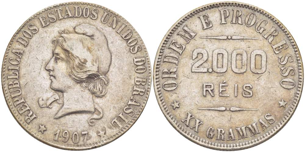 Бразилия 2000 рейс 1907 голова Свободы влево KM 508 серебро  00-00