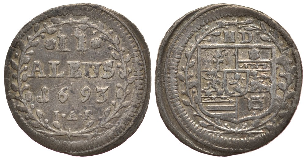 Гессен-Дармштадт 2 альбус 1693 IAR KM 82 серебро 1522-725