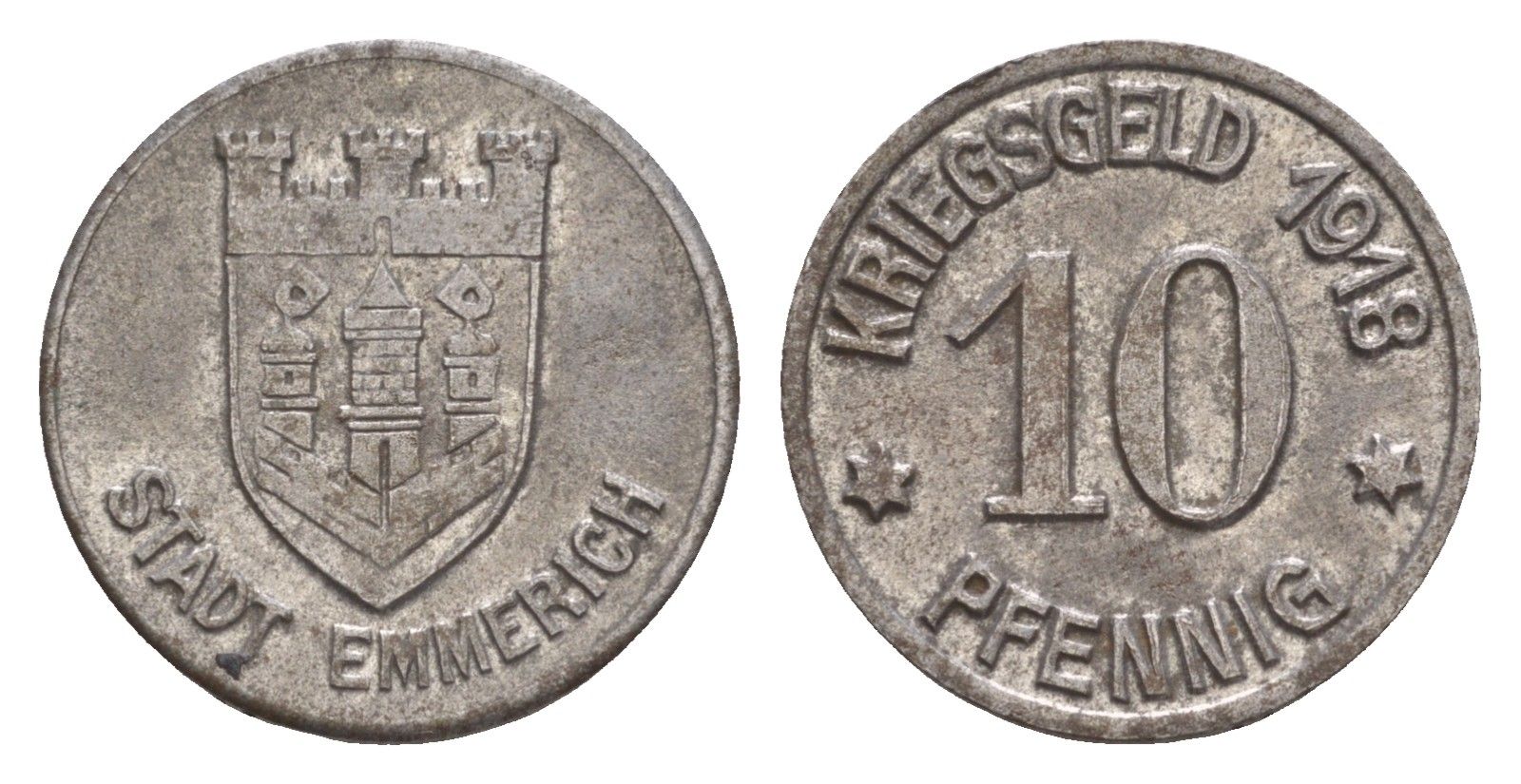 Эммерих 10 пфеннигов 1918 Funck 118.2, Men05 6537.2, Men18 8204.2 железо 4659-319