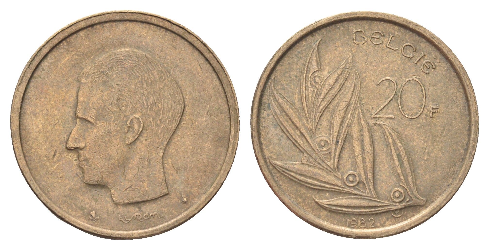 Бельгия 20 франков 1982 Belgie, Бодуэн I (1951-1993) KM 160 никель латунь 4704-1253