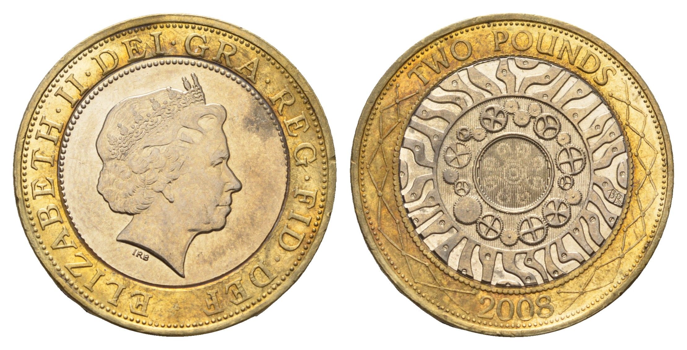 Великобритания 2 фунта 2008 Елизавета II (1952-2022) KM 994, Spink 4570 (K9) биметалл aUNC 76-412