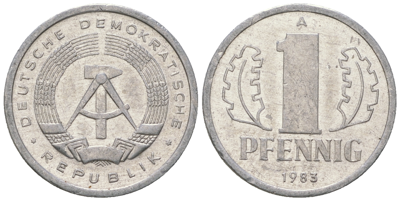 ГДР 1 пфенниг 1983 A KM 8.1 алюминий 4651-1265