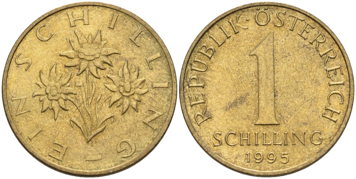 Австрия 1 шиллинг 1995 KM 2886 алюминиевая бронза 4116-945