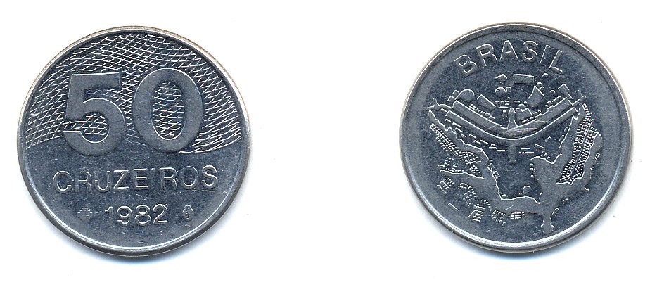 БРАЗИЛИЯ 50 КРУЙЗЕЙРО 1982 KM 594.1 сталь aUNC 51-4825