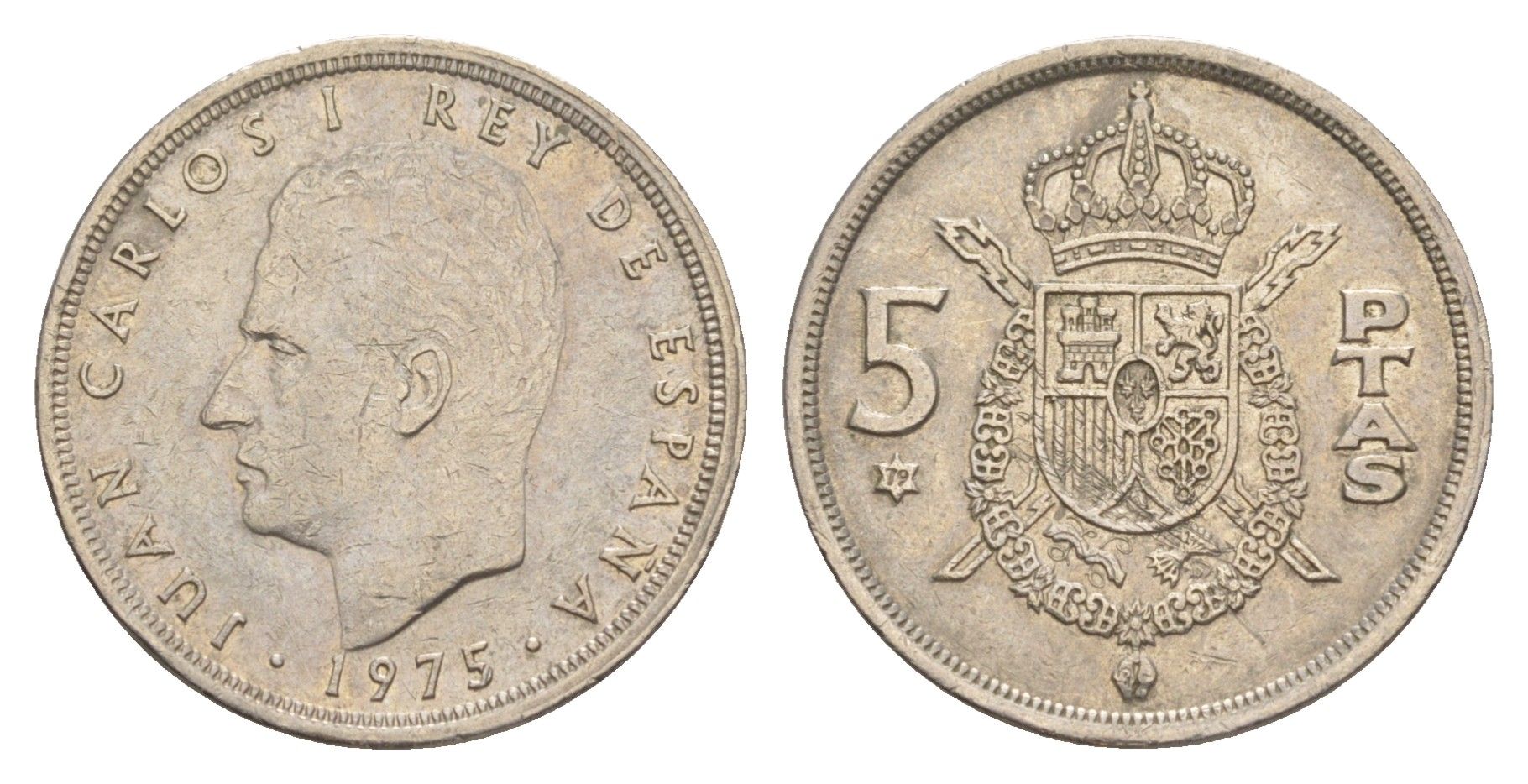 Испания 5 песет 1975 (79) Хуан Карлос I (1975-2014) KM 807 медно-никель 4650-117