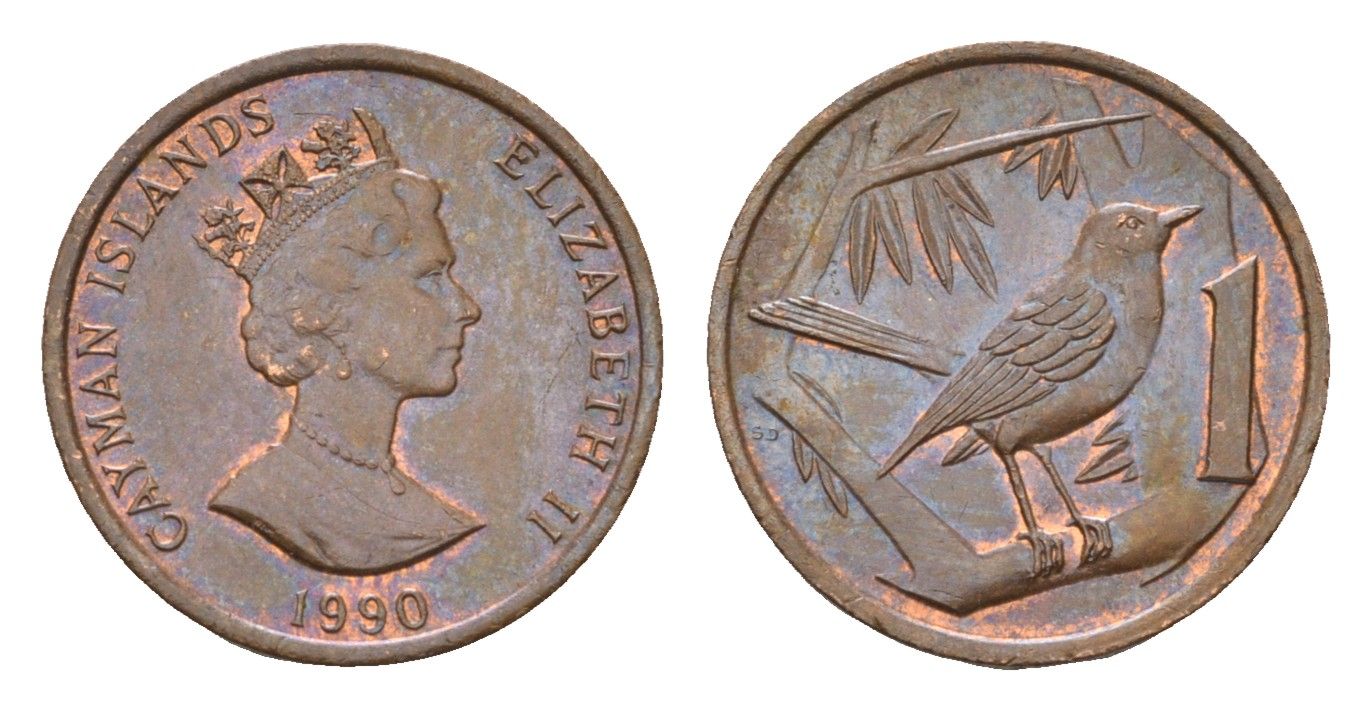 Каймановы острова 1 цент 1990 KM 87 бронза aUNC 4625-327