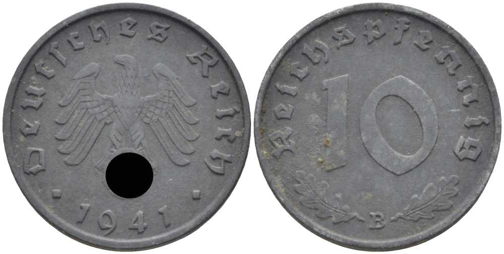 Германия 10 рейхспфеннигов 1941 B KM 101, J. 371 цинк 4401-752