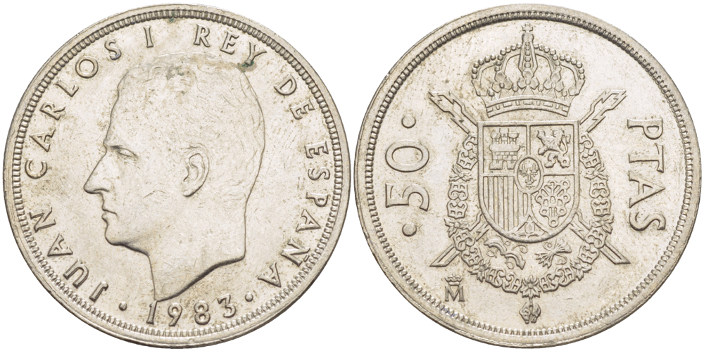 Испания 50 песет 1983 Хуан Карлос I (1975-2014) KM 825 медно-никель 4185-943