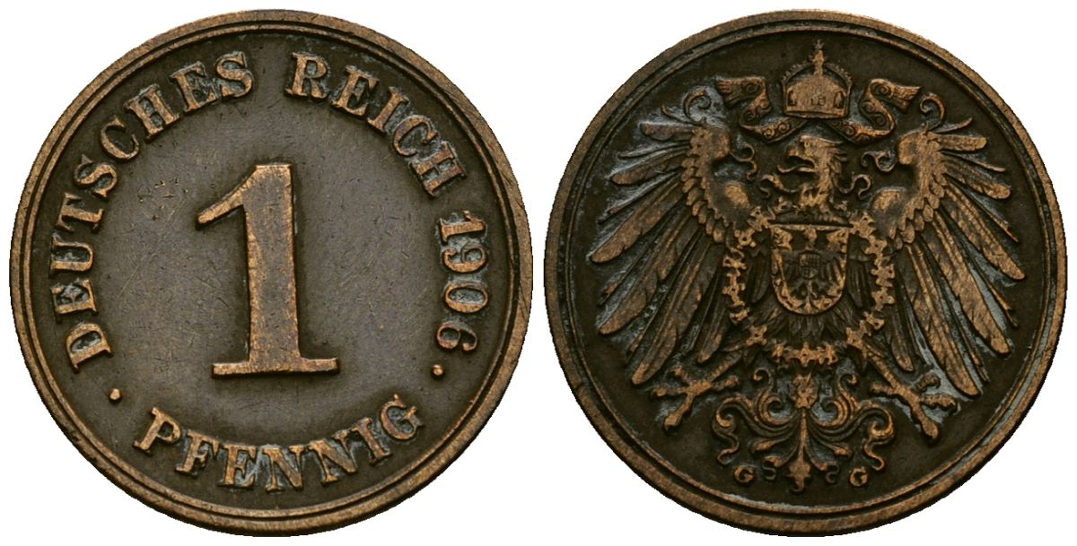 Германия 1 пфенниг 1906 G KM 10 медь 4169-1064