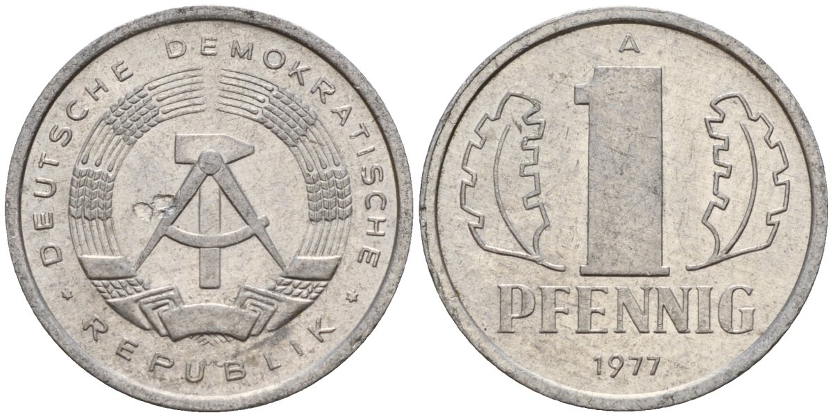 ГДР 1 пфенниг 1977 A KM 8.2 алюминий 116-852