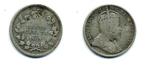 Канада 5 центов 1907 Эдуард VII (1901-1910) KM 13 серебро 46-2458