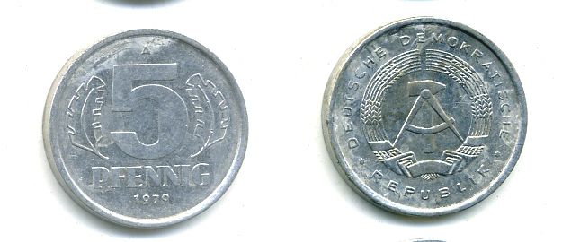 ГДР 5 пфеннигов 1979 A алюминий 4651-1123