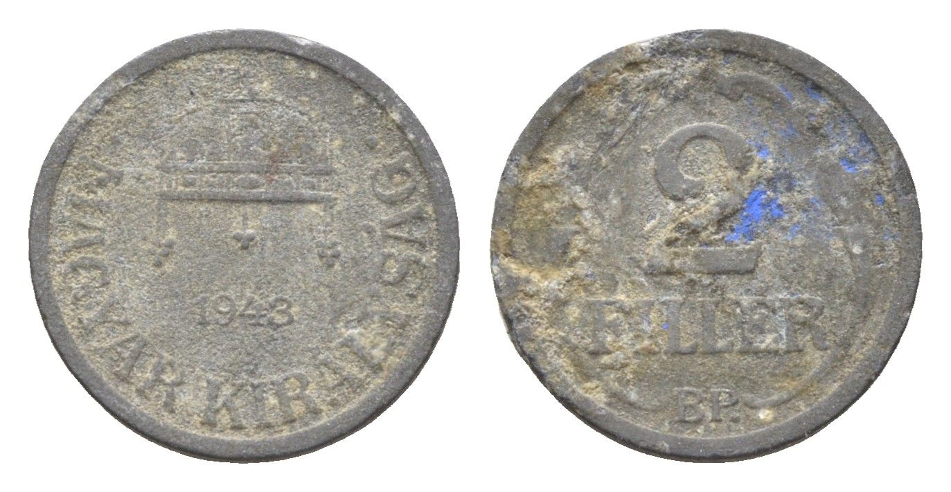 Венгрия 2 филлера 1943 BP KM 519 цинк 4665-522