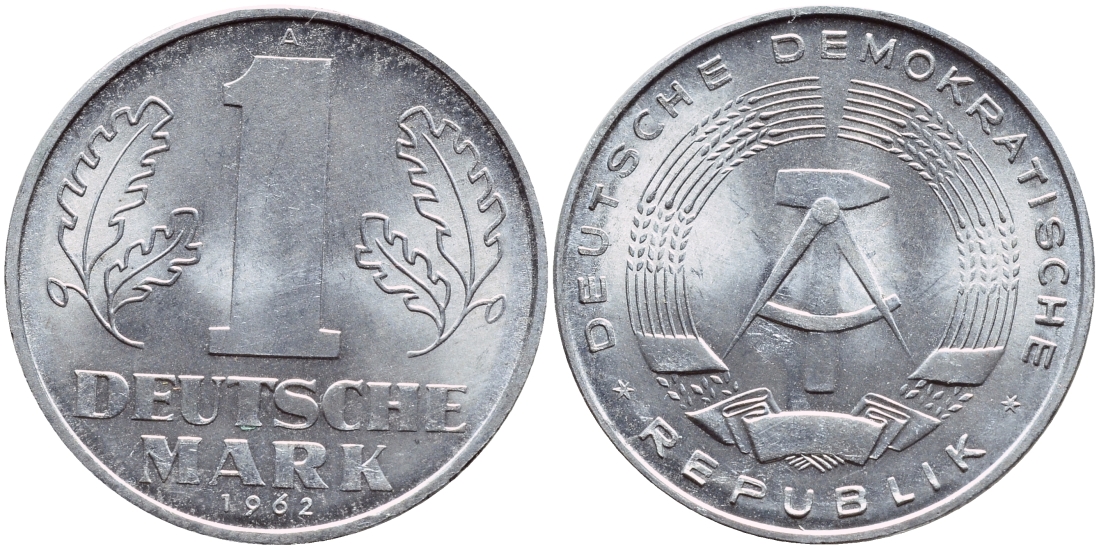 ГДР 1 МАРКА 1962 А KM 13 алюминий UNC 4391-654