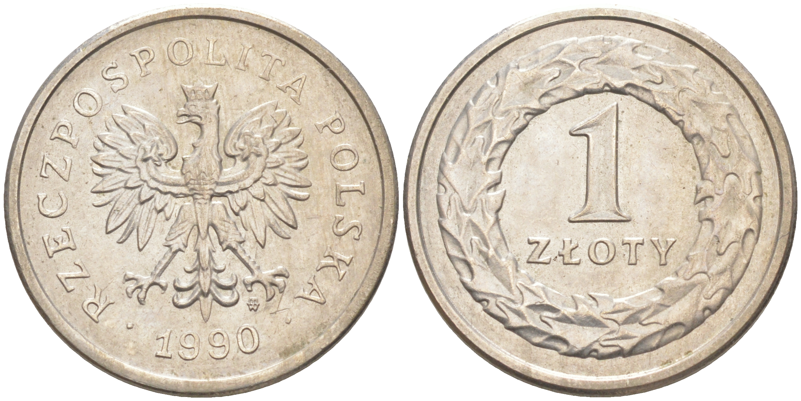 ПОЛЬША 1 ЗЛОТЫЙ 1990 MW KM 282 медно-никель 106-545