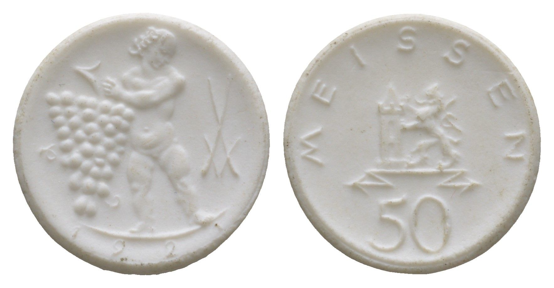 Майсен 50 пфеннигов 1921 Men05 16521.9, Men18 20725.9, Scheuch 171n фарфор 1094-7-75