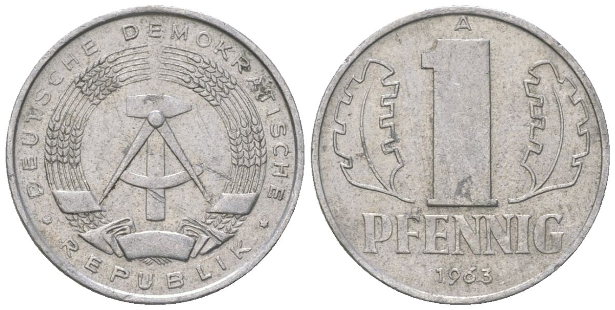 ГДР 1 пфенниг 1963 A KM 8.1 алюминий 4547-113