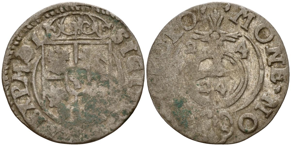 Польша 3 полкера (3 полторака - 1 крейцер) 1624 Сигизмунд III Ваза (1587-1632) Gorecki B.24, KM 41 серебро 4160-145