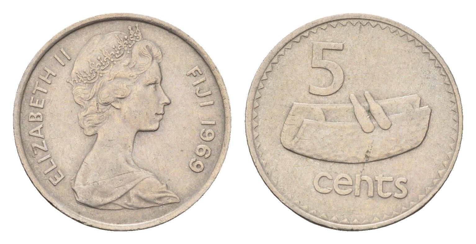 Фиджи 5 центов 1969 KM 29 медно-никель UNC 4669-544