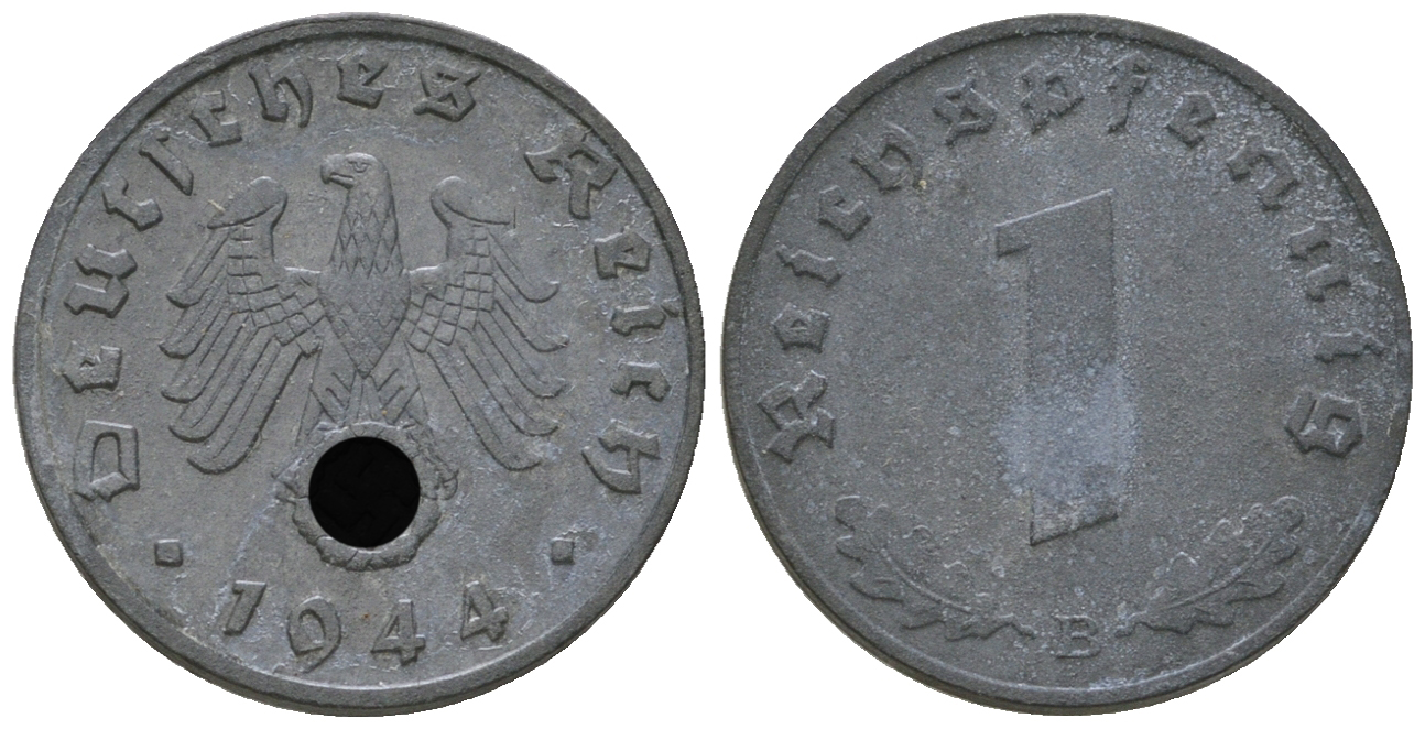 Германия 1 рейхспфенниг 1944 B KM 97, J. 369 цинк 4668-1153