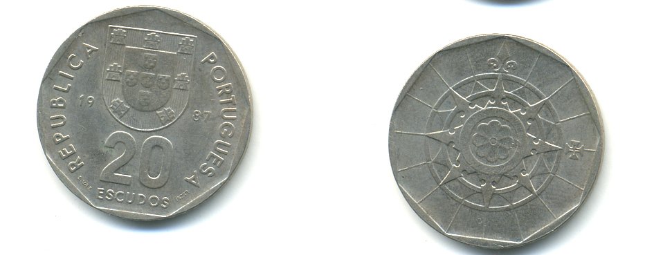 ПОРТУГАЛИЯ 20 ЭСКУДО 1987 INCM KM 634.1 медно-никель 54-2415