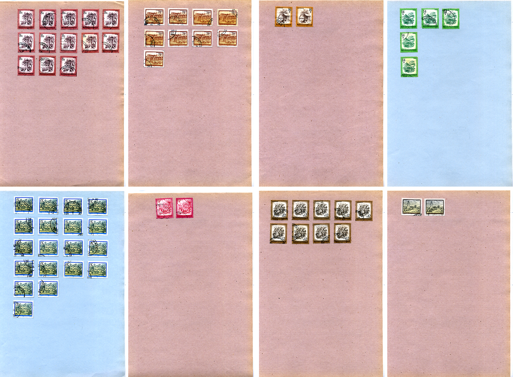 Листы с марками (марки мира) 926 марок 1953-1992 Австрия, Италия, Франция, ФРГ, Великобритания и и.д. 00-01-17-11