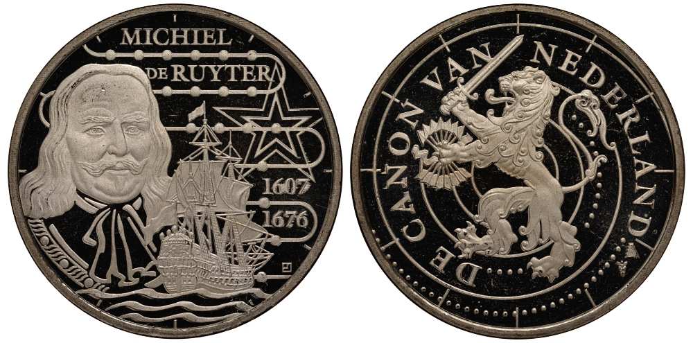 НИДЕРЛАНДЫ МЕДАЛЬ ND СЕРИИ ИСТОРИЯ НИДЕРЛАНДОВ, АДМИРАЛ МИХАИЛ АНДРИАНЗОН ДЕ РЮЙТЕР (1607-1676), ДИАМЕТР 30 ММ. медно-никель UNC 1087-8-75