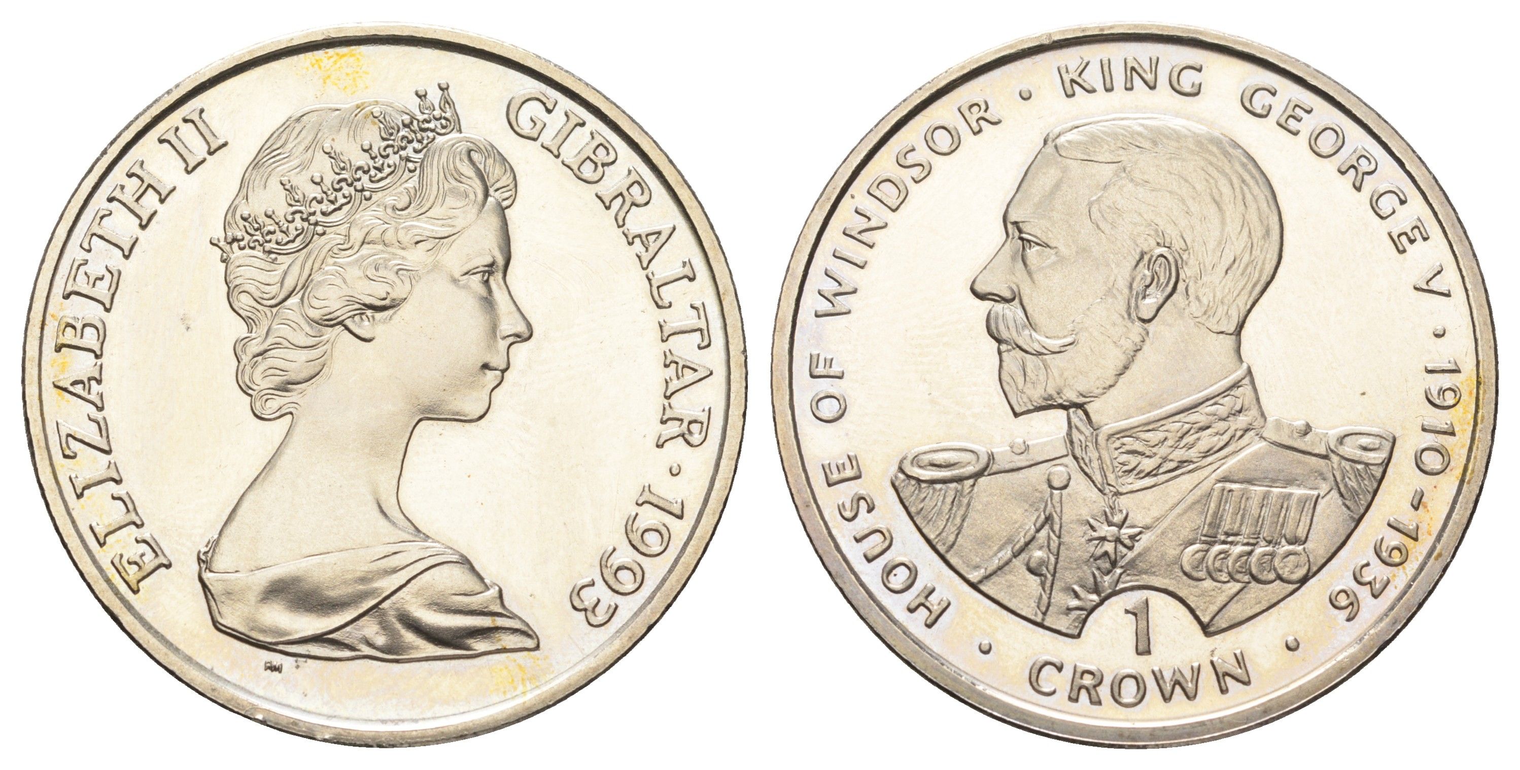 Гибралтар 1 крона 1993 Виндзорская династия - Король Георг V KM 140 медно-никель BU 11-087-25