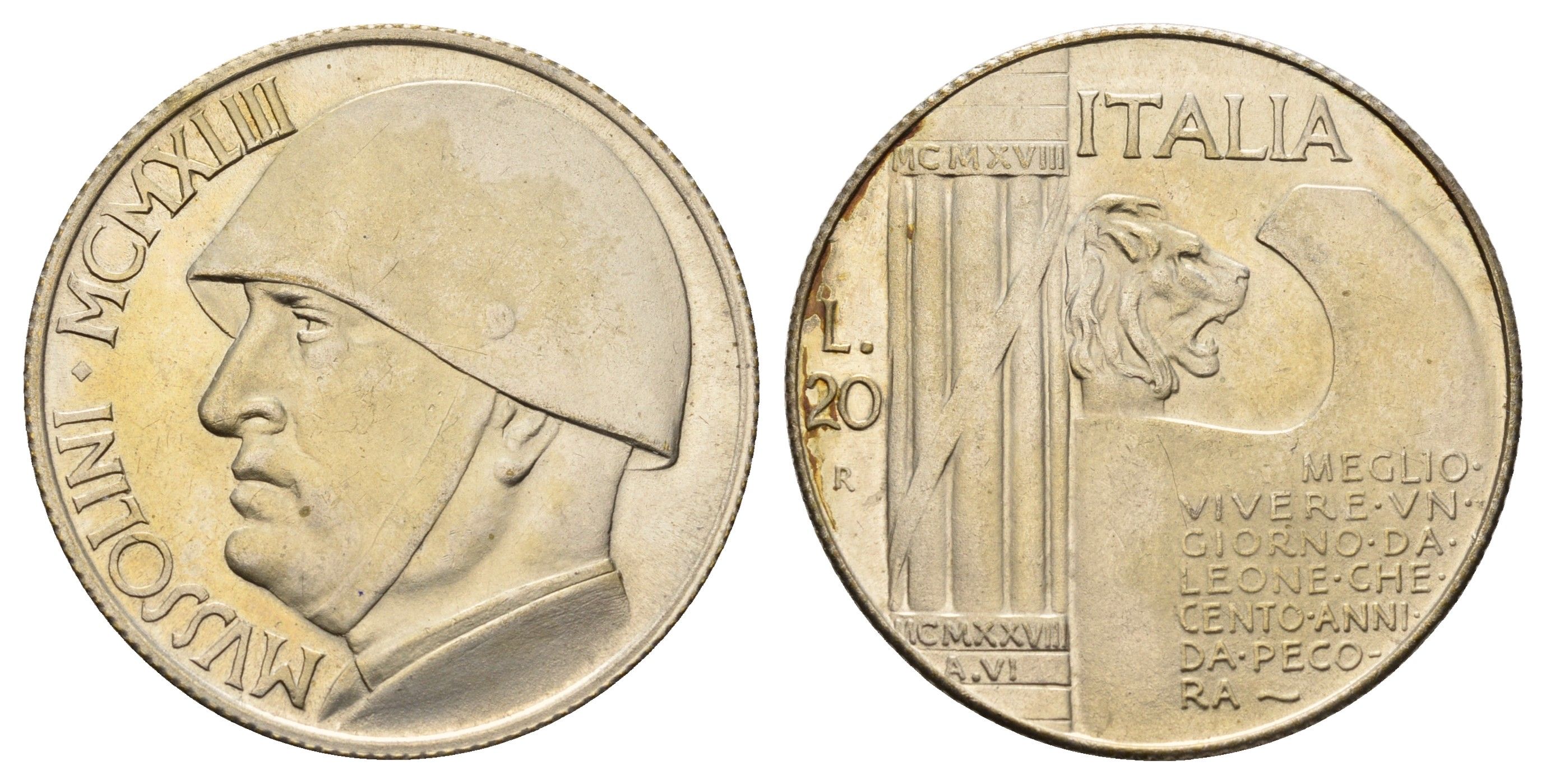 Италия фентезийная монета - жетон - 20 лир 1928 диаметр 35,5 мм, вес 12,4 гр никель 4667-1022