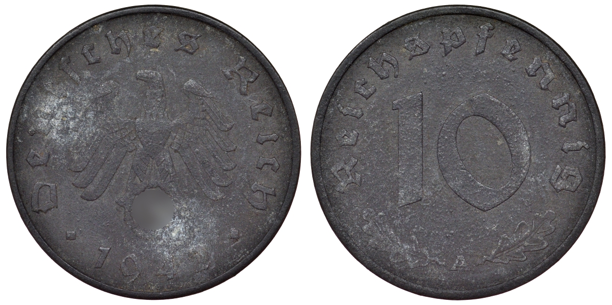 Германия 10 рейхспфеннигов 1942 A KM 101, J. 371 цинк 4121-1035