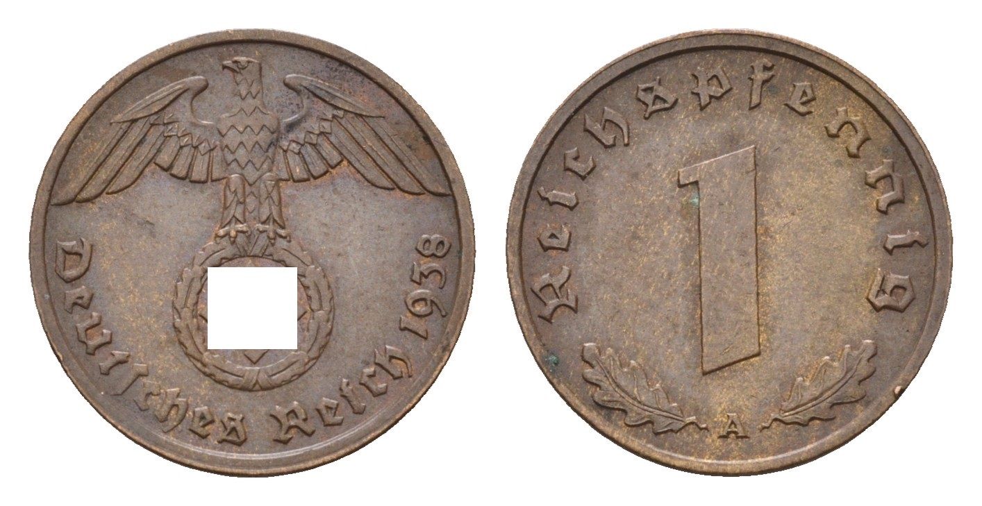 Германия 1 рейхспфенниг 1938 A KM 89, J. 361 бронза 4684-1151