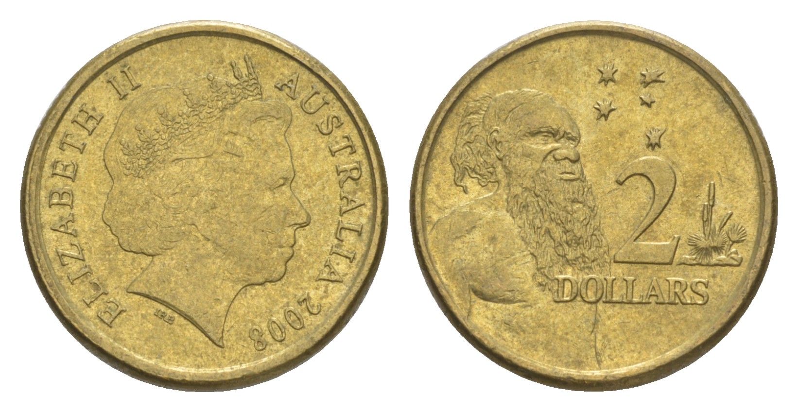 Австралия 2 доллара 2008 абориген, Елизавета II (1952-2022) KM 406 алюминиевая бронза 4588-833