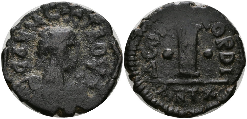 Византийская Империя декануммий 491 - 518 Анастасий / I - обозначение номинала (10), Антиохия, very fine (RARE) Sear 52 бронза 270-234