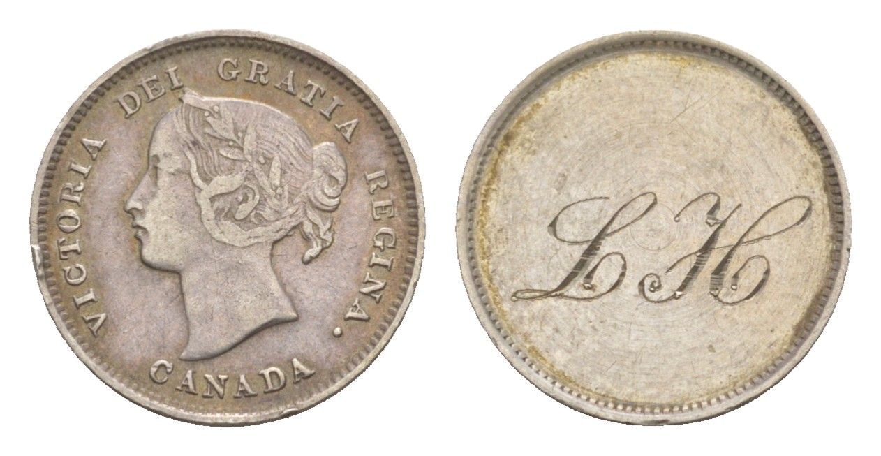 Канада жетон на монете - 5 центов 1858-1901 Виктория (1837-1901) KM 2 серебро 4644-756