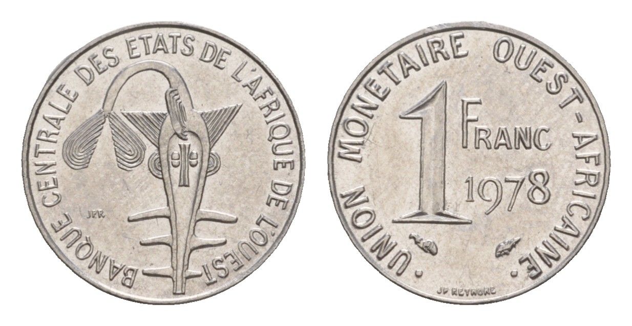 Западная Африка (BCEAO) 1 франк 1978 KM 8 нержавеющая сталь UNC 4655-764