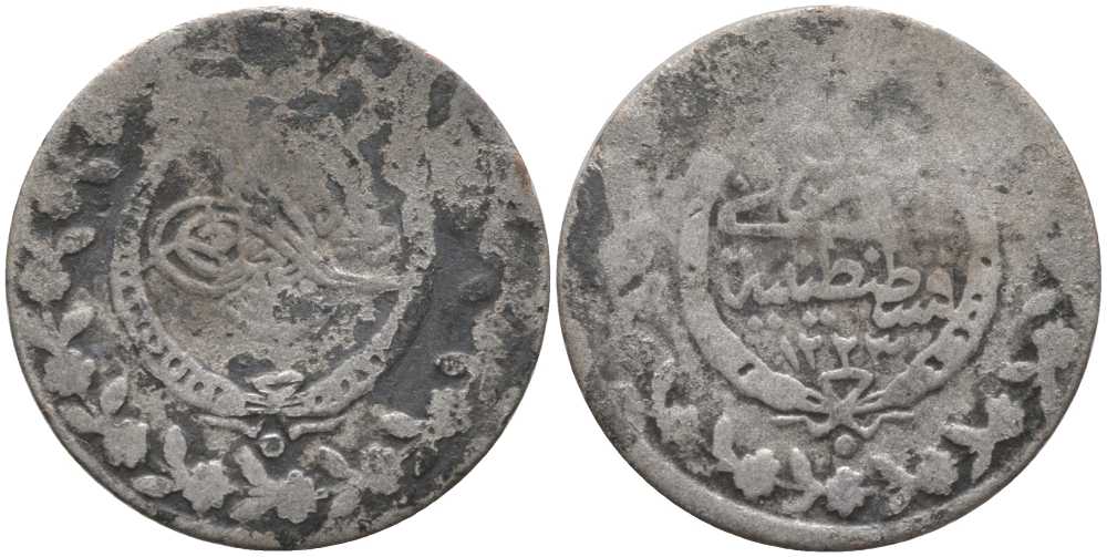 Турция 20 пара 1223 Махмуд II (1808-1839), девятая серия, Османская Империя KM 596 серебро    08-1013