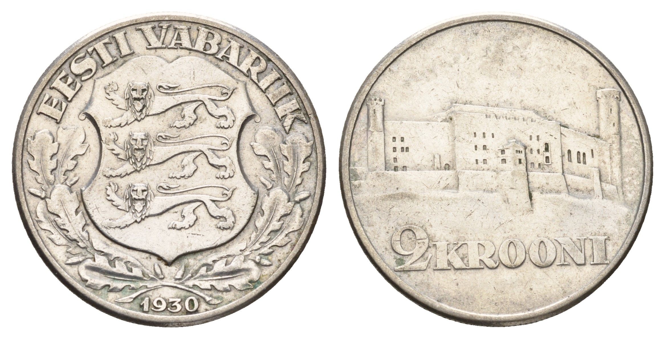 Эстония 2 кроны 1930 Замок Тоомпеа в Таллине KM 20 серебро 114-131