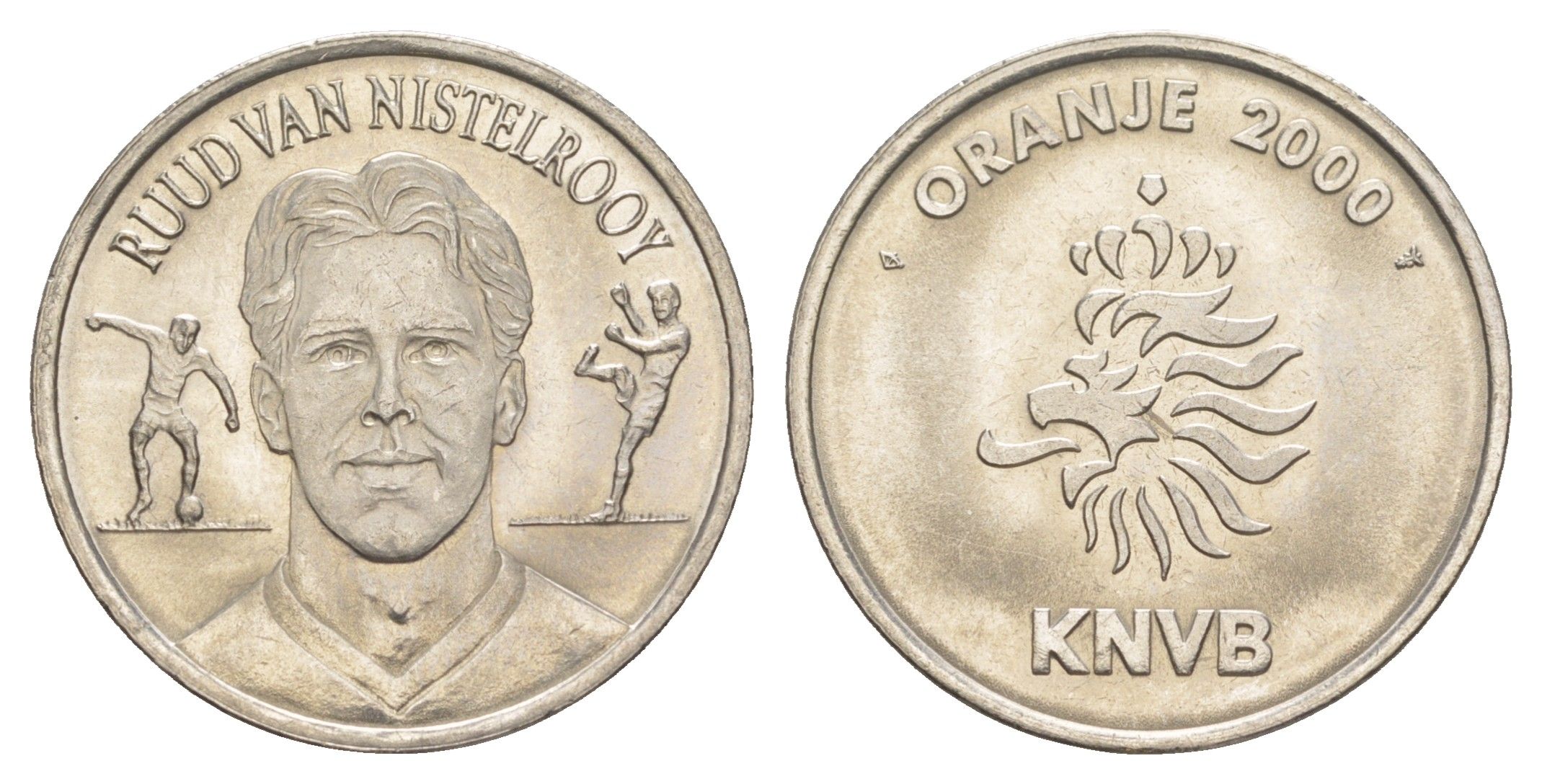 Нидерланды медаль футболисты сборной Голландии на Евро (чемпионате Европы по футболу) 2000 - Руд ван Нистелрой 2000 диаметр 27 мм, вес 8,2 гр медно-никель 4175-317