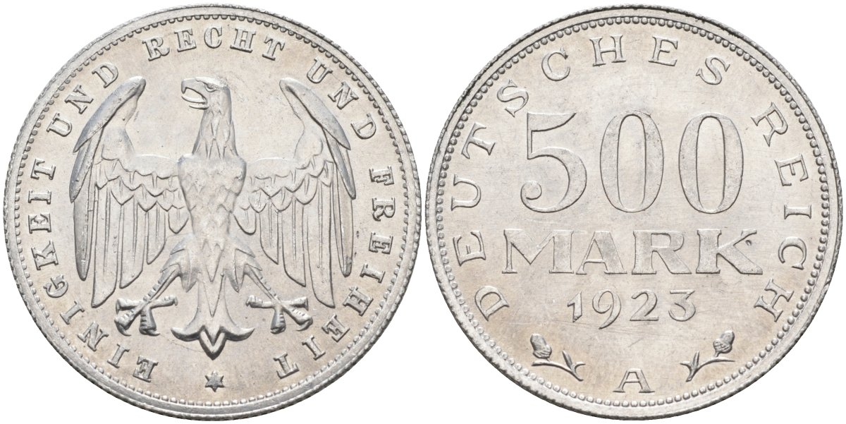 Германия 500 марок 1923 А KM 36, J.305 алюминий UNC 4587-121