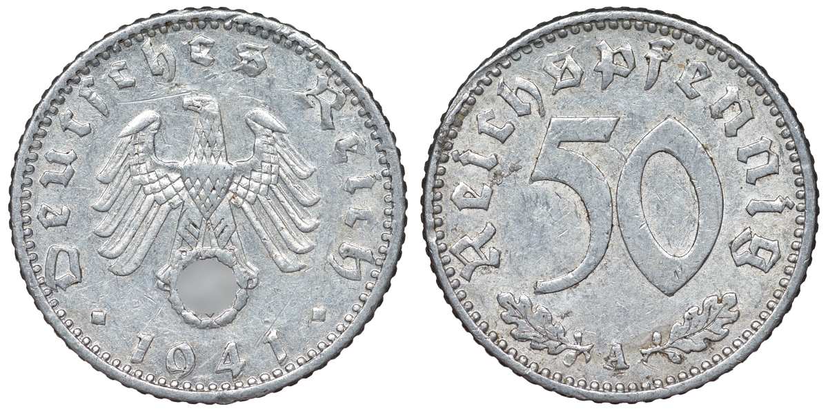 Германия 50 пфеннигов 1941 A KM 96, J. 372 алюминий 4121-233